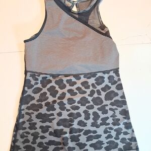 Lululemon Asymmetrical Striped and Leopard Print Tank W/ Interior Sports Bra